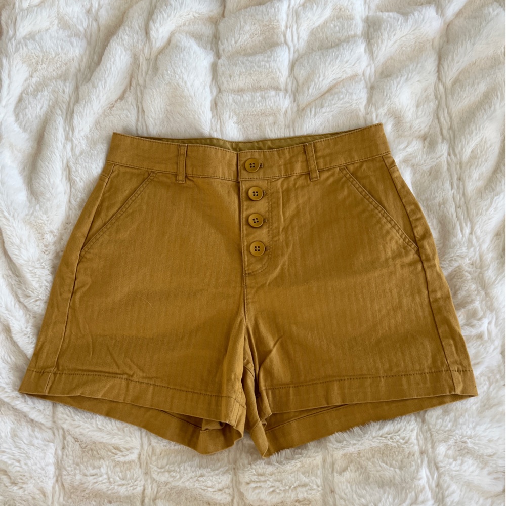 NWOT Old Navy High Waist Button Up Mustard Shorts